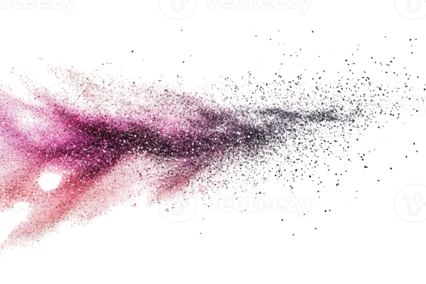 Abstract explosion of pink and black powder against a transparent background. capturing dynamic motion and vibrant color. png
