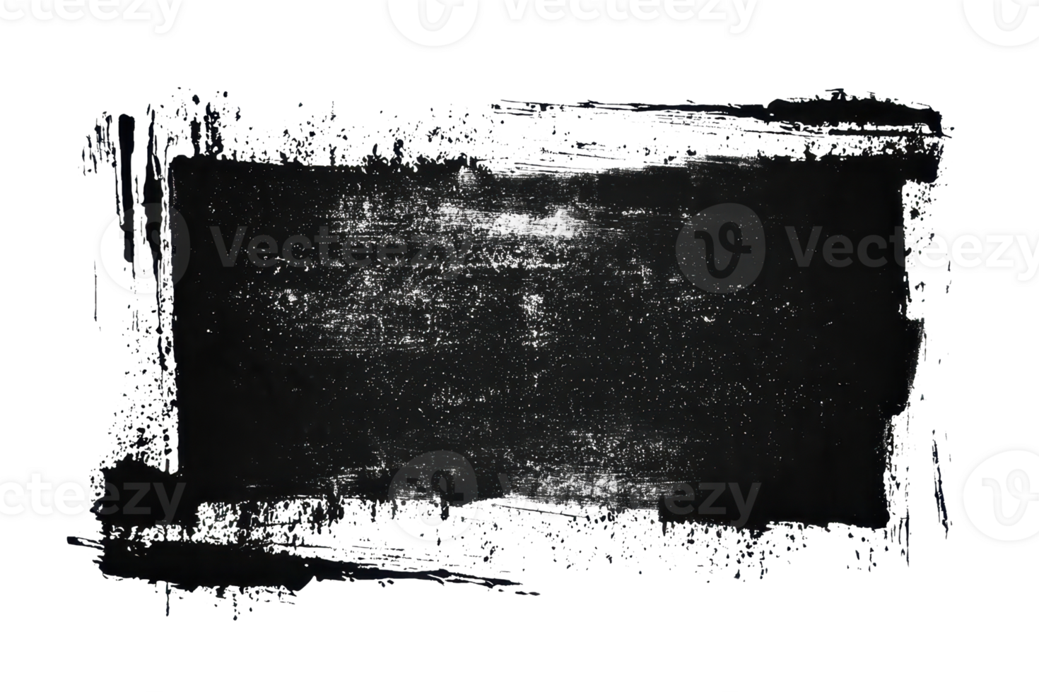 Grunge black rectangular brush stroke on transparent background. Perfect for designs, backgrounds, and textures. png