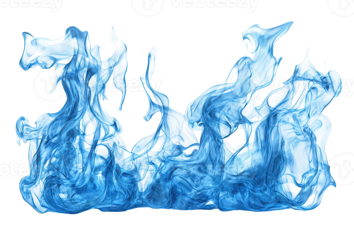 Abstract blue smoke swirling shapes on a transparent background. perfect for design and artistic purposes. png