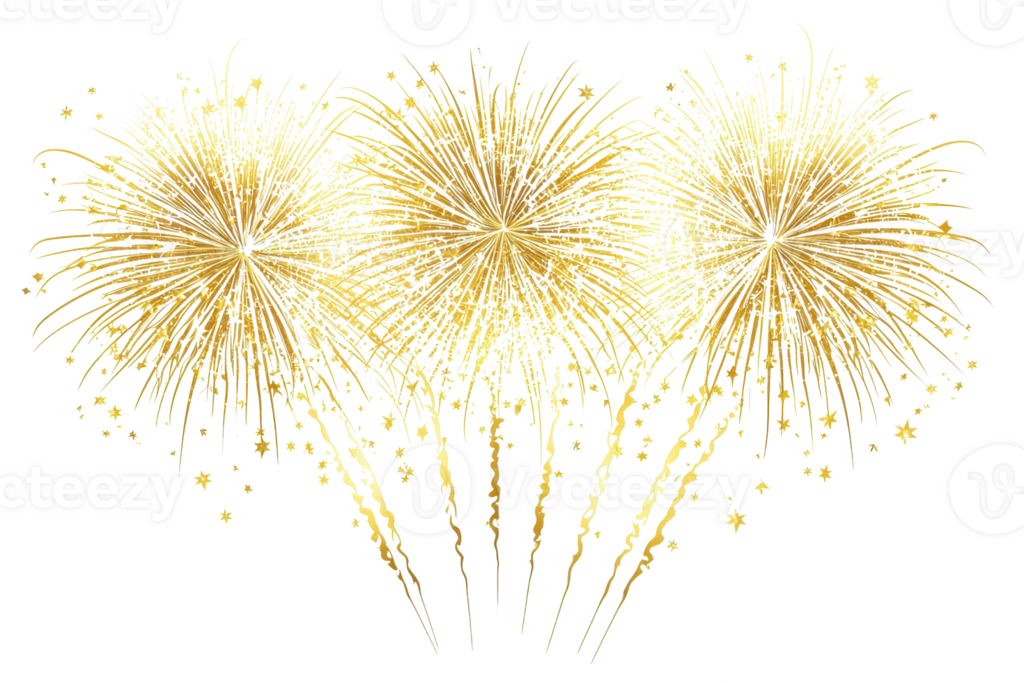 Bright golden fireworks display against a dark sky, perfect for celebrations, festivals, and events showcasing joy and excitement. png