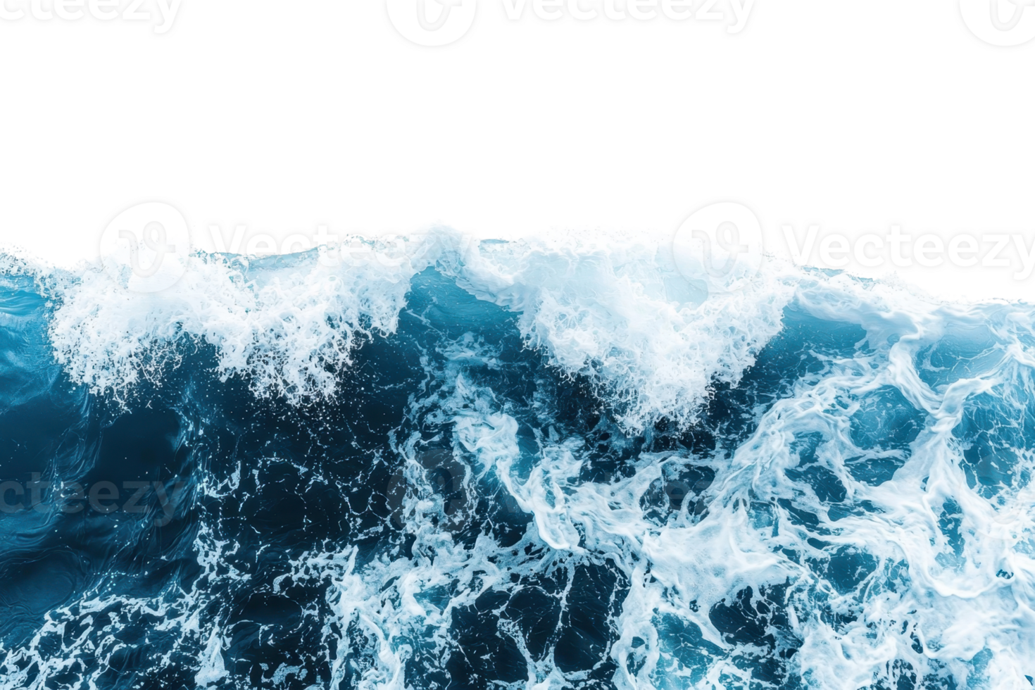 Powerful ocean waves crashing, capturing the dynamic beauty and raw force of nature with intense blue waters and white foamy crests. png
