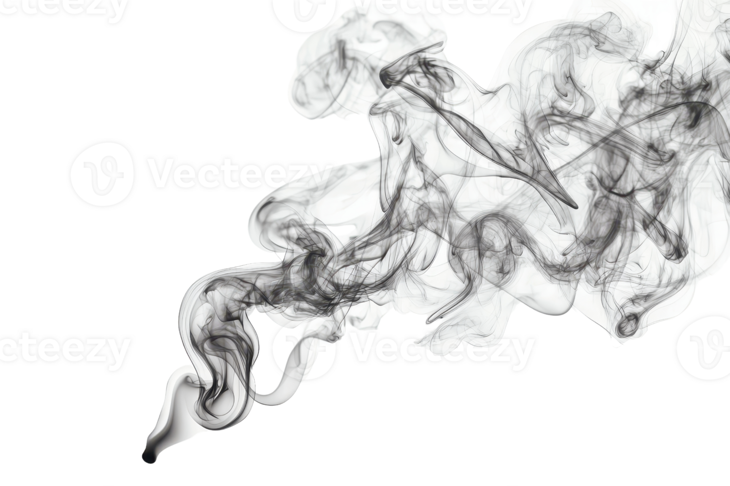 Abstract black and white smoke trails on a transparent background. creating intricate and swirling patterns, ideal for artistic and background uses. png