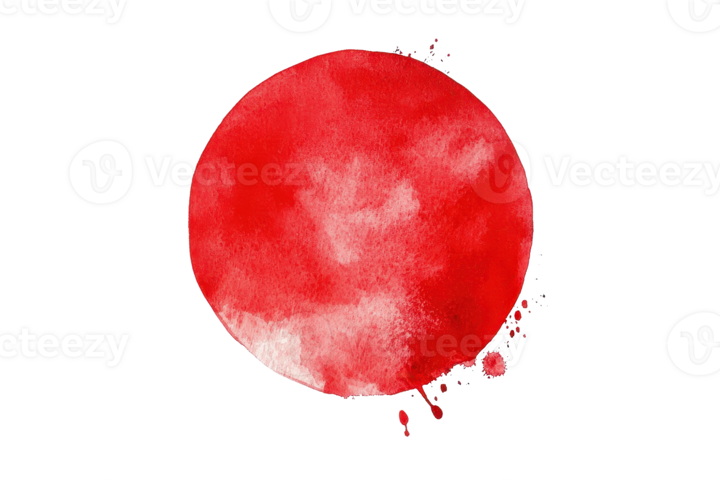 Abstract red and white watercolor circle design on transparent background. Artistic and vibrant color splash suitable for backgrounds or prints. png