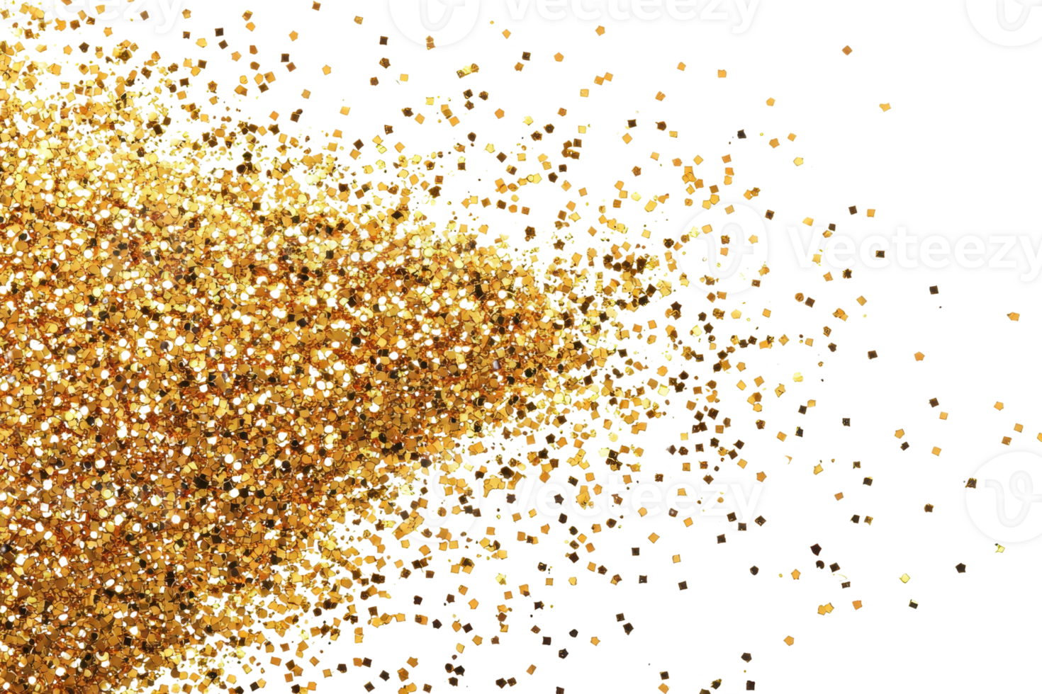 Golden glitter particles scattered on a transparent background. creating a festive and luxurious atmosphere for celebrations and special occasions. png