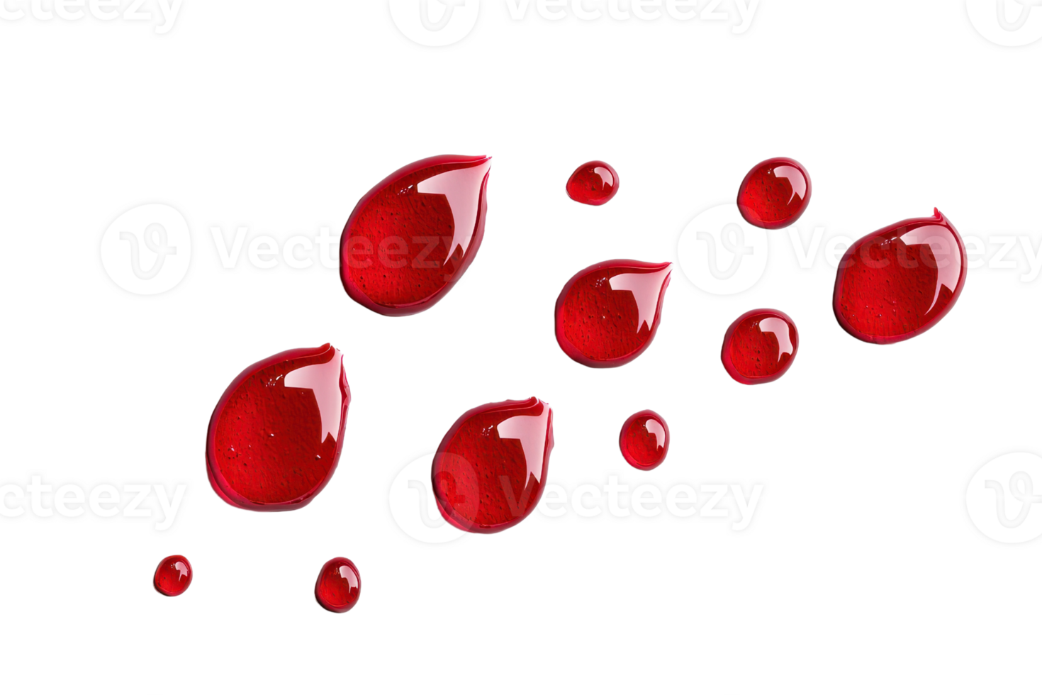 Close-up image of red liquid droplets isolated on a transparent background. perfect for design elements or medical-related concepts. png