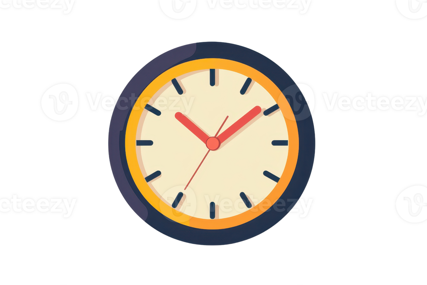 Illustration of a wall clock showing time with black numerals and colored frame. Perfect for time management and punctuality concepts. png