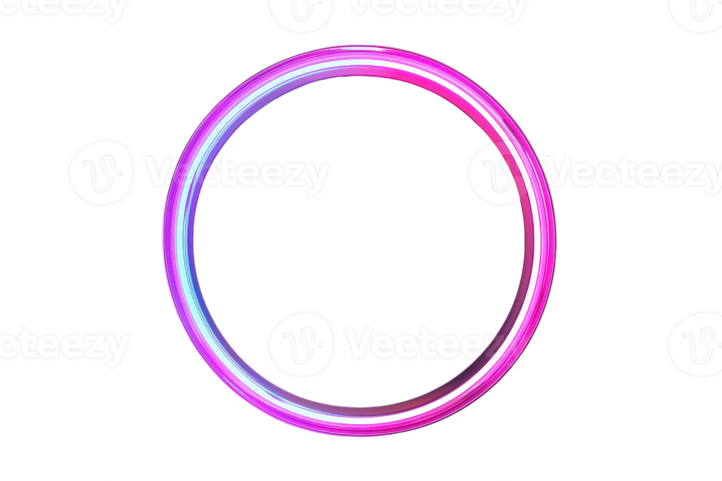 Vibrant neon glowing ring with gradient colors, isolated on transparent background. perfect for modern design and futuristic themes. png