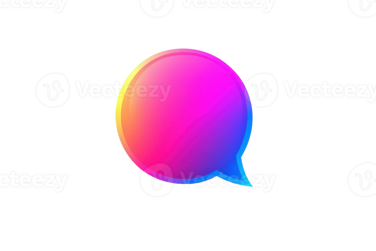 Vibrant speech bubble icon with a gradient of pink, purple, and blue colors. Perfect for modern design and communication themes. png