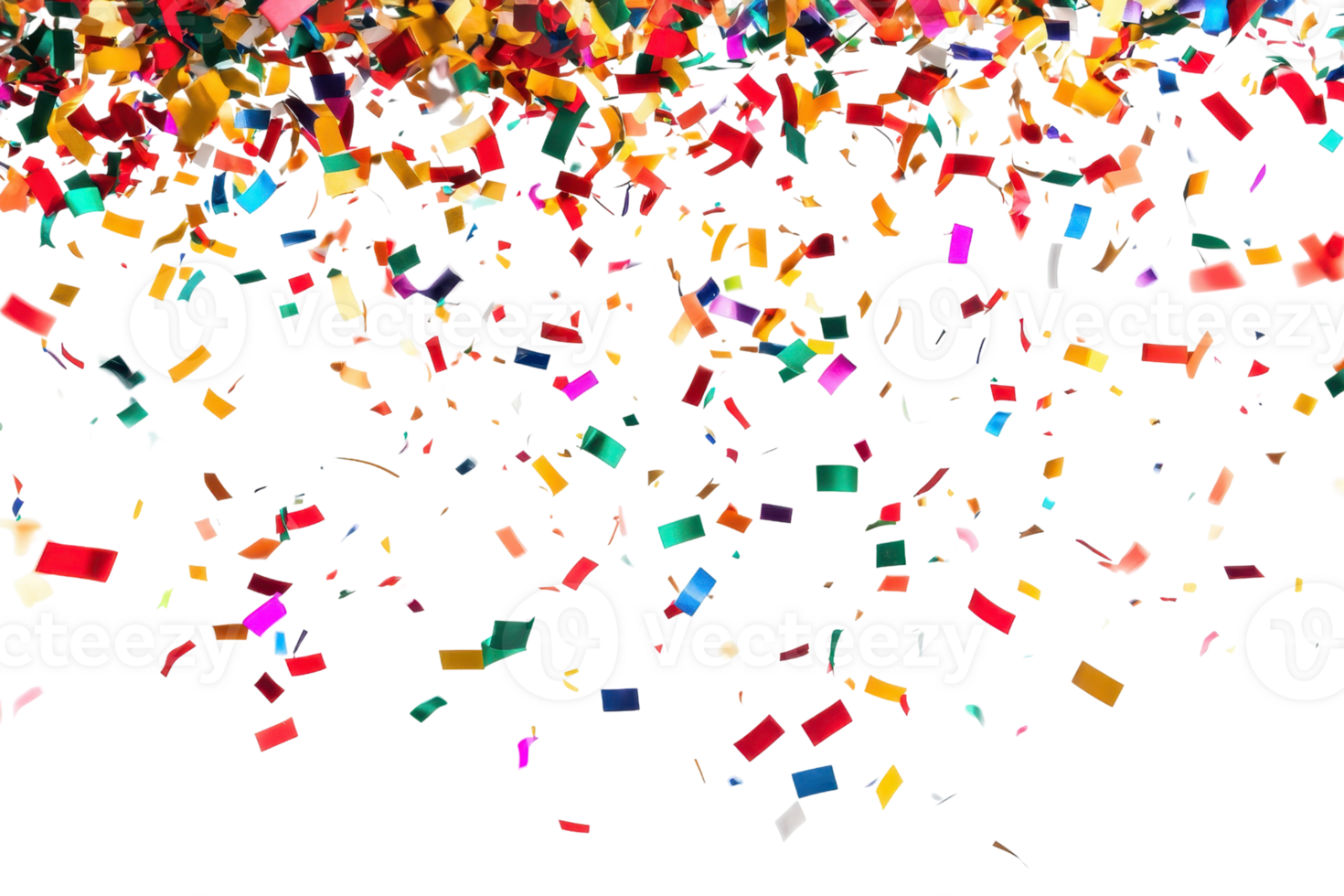 Vibrant confetti explosion on a transparent background. perfect for celebrations, parties, and festive occasions. png