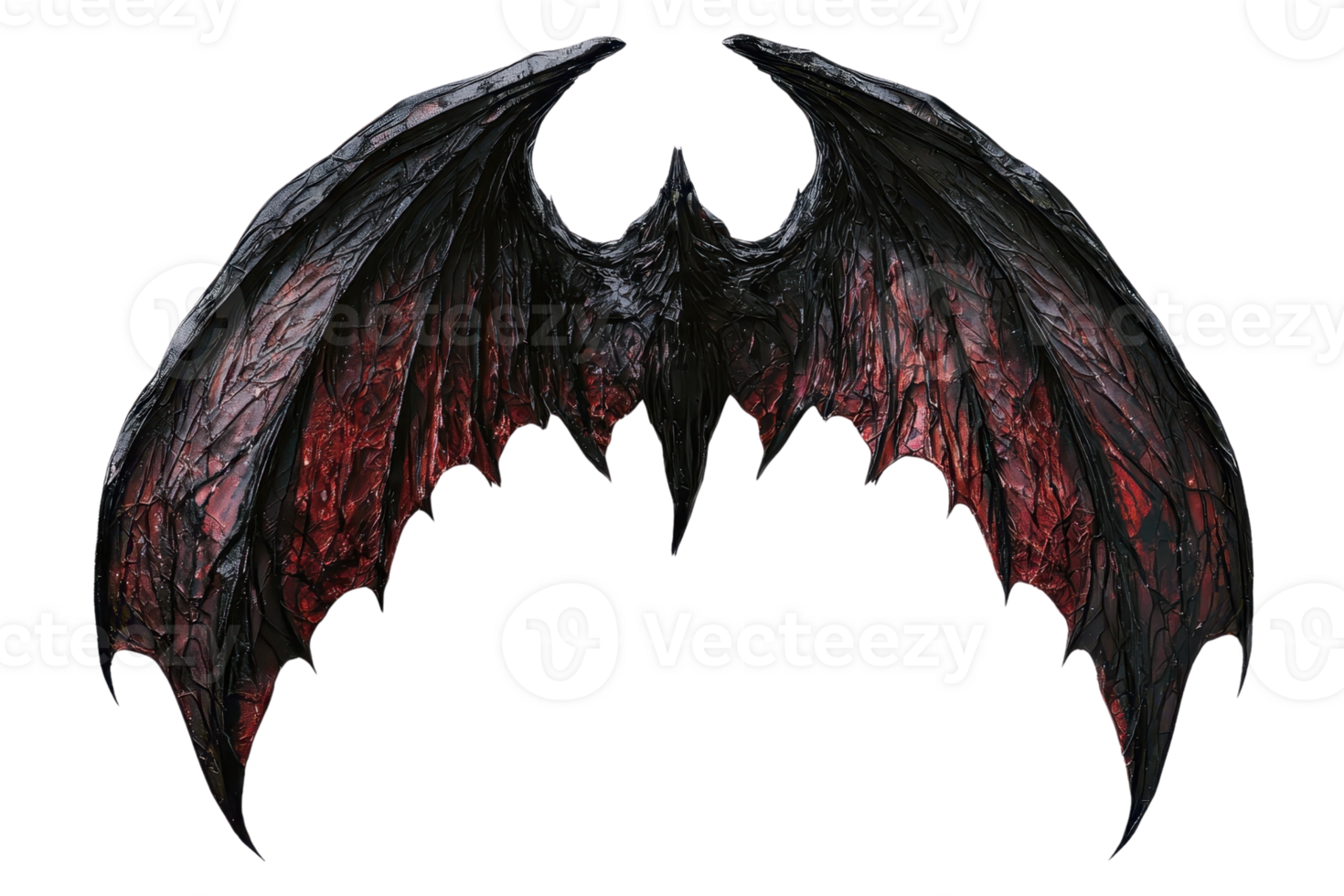 Dark and intricate demon bat wings with a gothic design, perfect for fantasy and horror themes in digital and graphic art. png