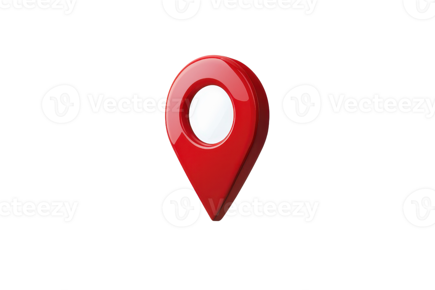 Red map pin icon, location marker isolated on transparent background. representing navigation, GPS, and geolocation services. png