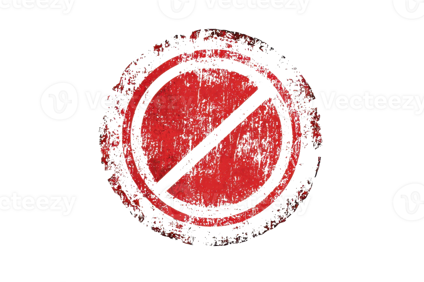Vintage red prohibition sign with distressed texture, symbolizing restriction, forbidden action, or no entry. Grunge style illustration. png
