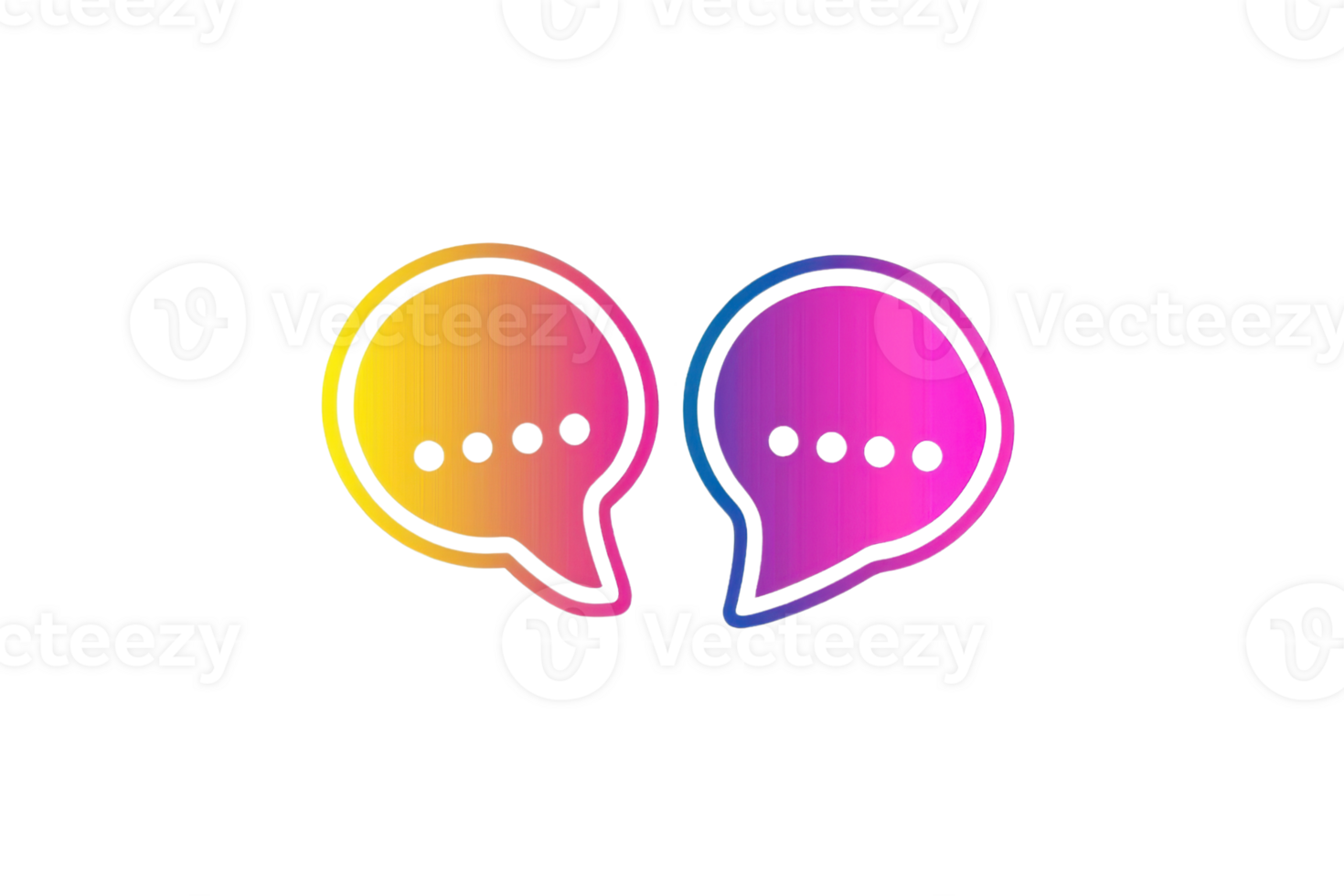 Multicolored speech bubbles icon on transparent background, representing communication, chat, social media, digital conversation concept. png