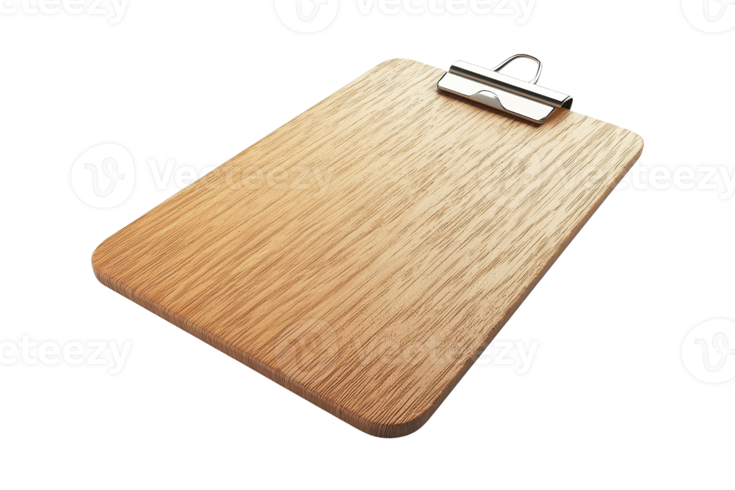 Wooden clipboard with metal clip isolated on transparent background. Perfect for office, school, or organizational use. png