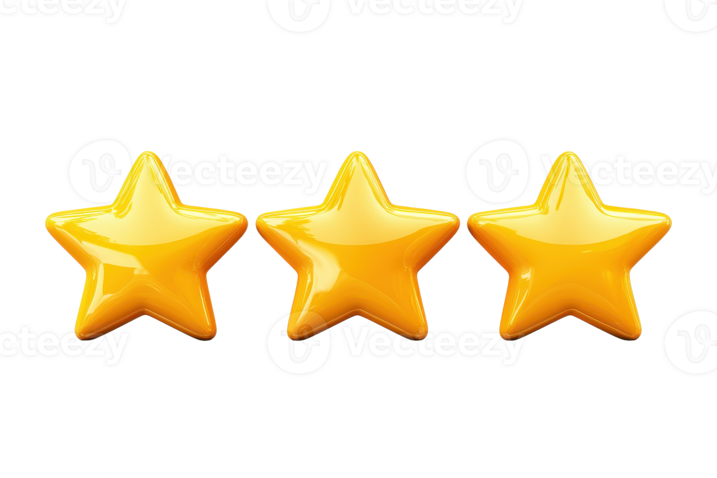 Bright yellow three-star rating icon. Perfect for reviews, ratings, or any feedback system. Isolated on a transparent background. png