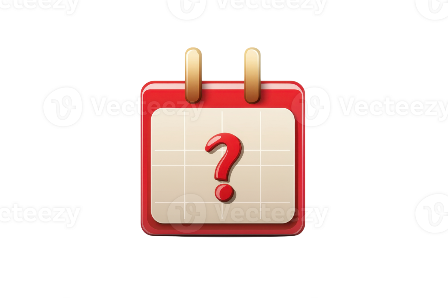 Red calendar icon with question mark, symbolizing unknown or uncertain date, schedule, event, appointment, or deadline. png