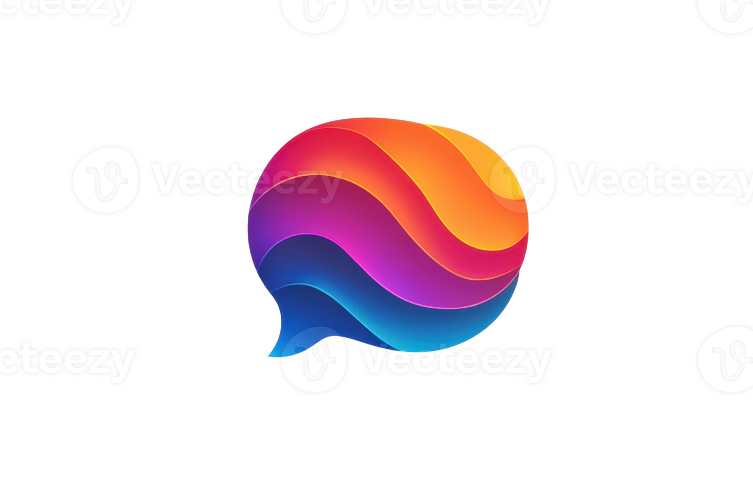 Colorful abstract speech bubble logo, gradient design representing communication and creative dialogue in a modern, vibrant artistic style. png