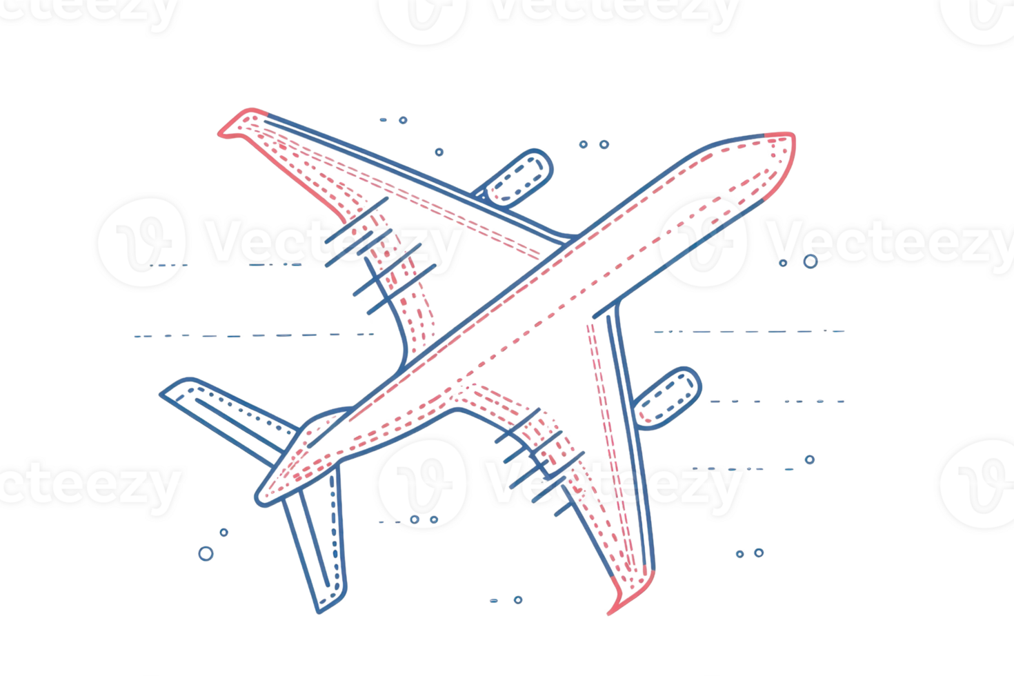 Detailed technical diagram of an airplane showcasing key parts and components, ideal for educational and engineering purposes. png