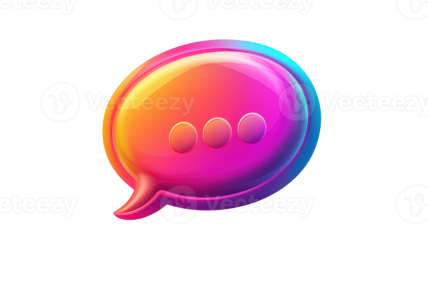 Bright and colorful 3D chat bubble icon isolated on transparent background. perfect for messaging and communication design. png