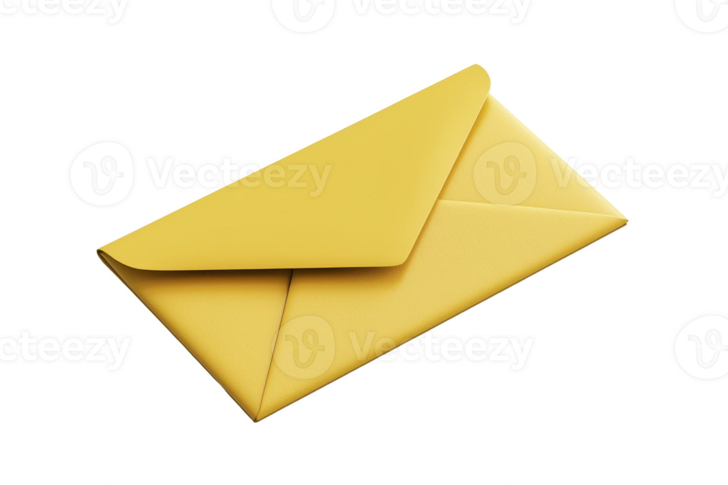 Yellow envelope isolated on transparent background. Perfect for mail, letter, message, document, communication, and office concept stock photo. png