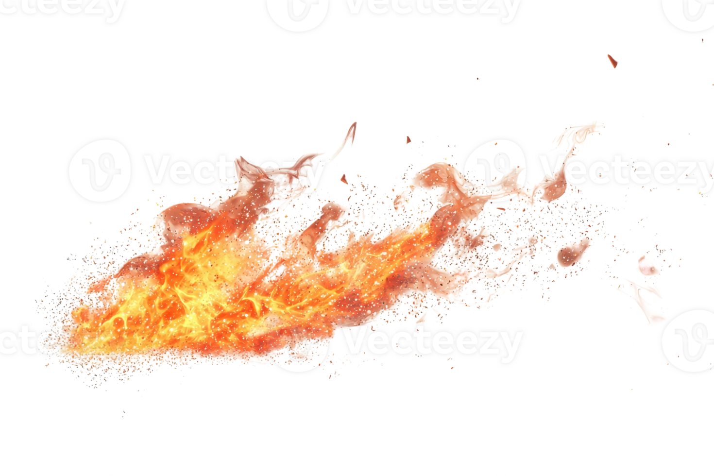 Dynamic burst of flames over a transparent background, ideal for use in graphic design, videos, and creative fire effects. png
