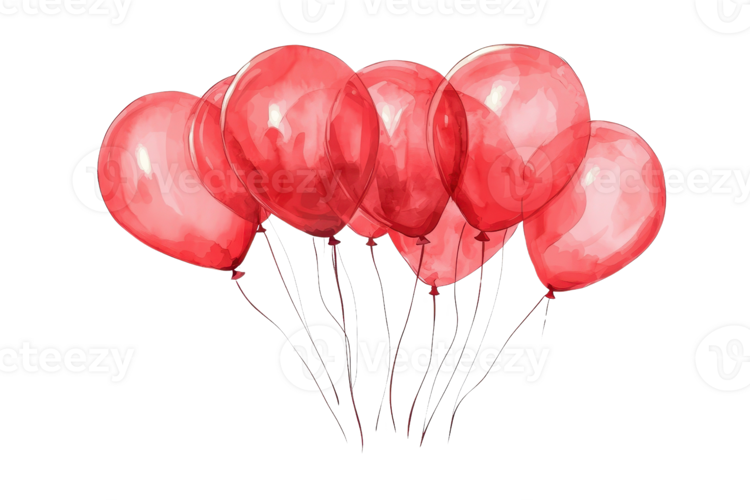 A beautiful illustration of vibrant red balloons floating, perfect for celebrations, parties, and festive decorations. png