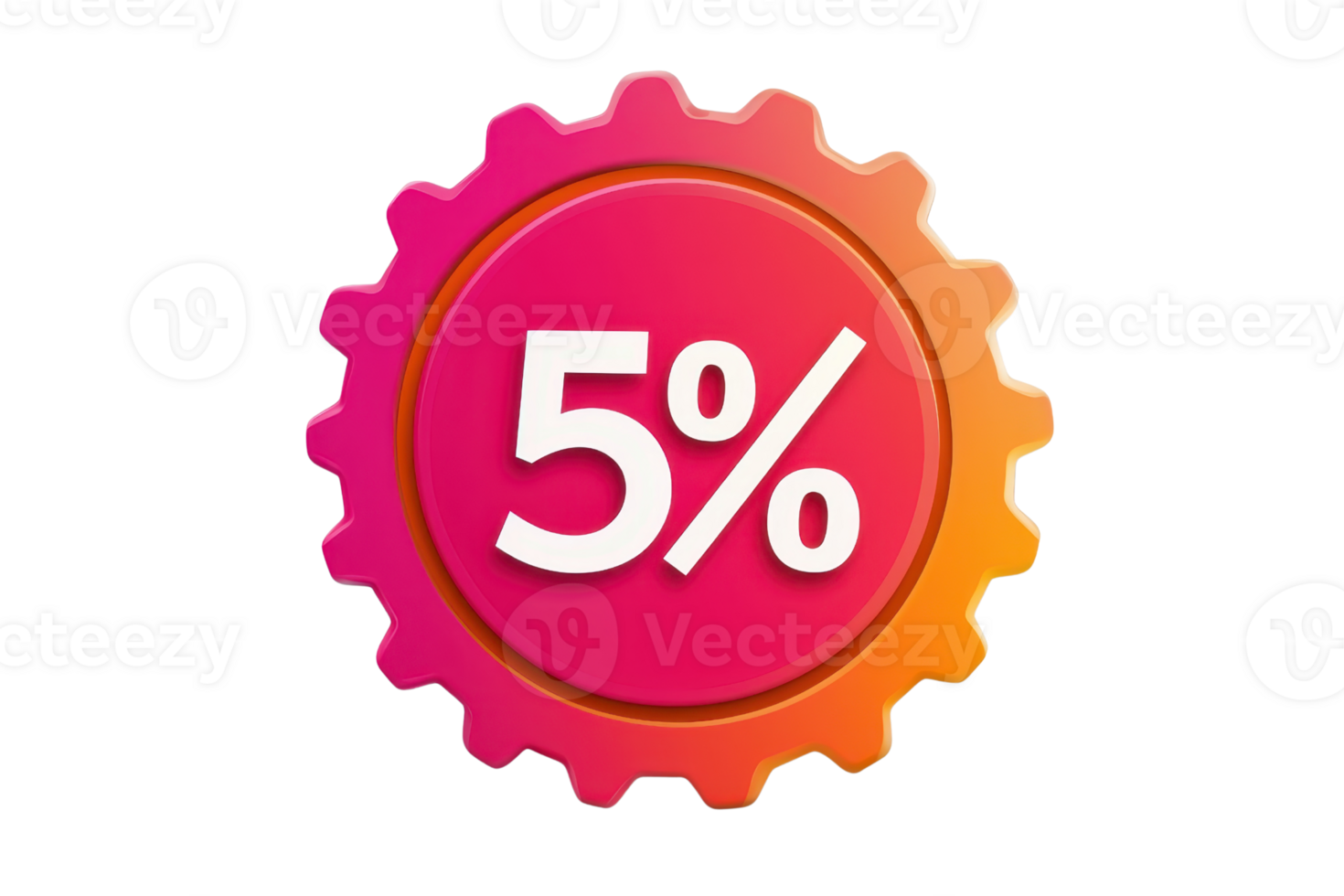 Bright badge with 5 percent discount text. Ideal for promotions, sales, and marketing material. Gradient color scheme. High-quality stock image. png