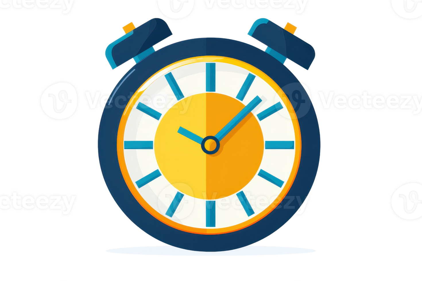 Colorful illustration of a classic old-fashioned alarm clock, perfect for time-themed designs, punctuality concepts, and wake-up imagery. png