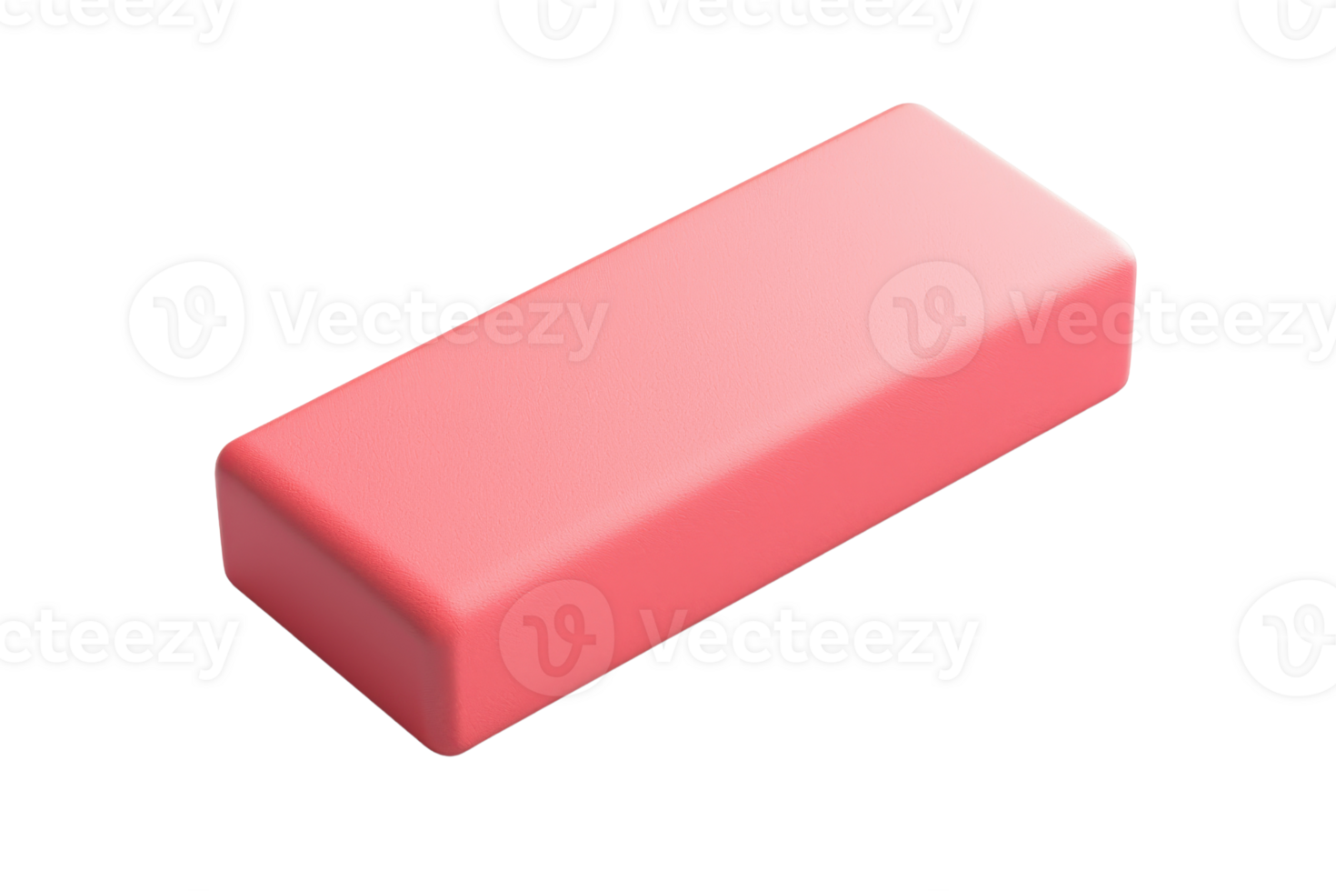 Close-up of a pink rectangular eraser. Perfect for school, office, and art projects. Isolated on a transparent background. png