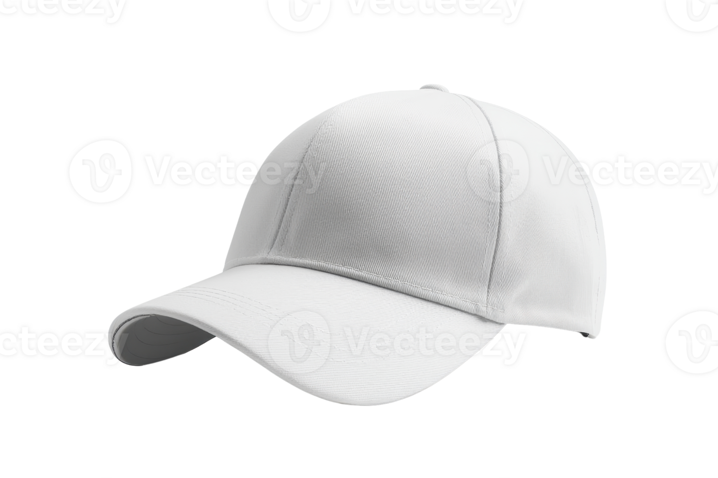 Isolated white baseball cap on a transparent background, perfect for branding and merchandise design. png