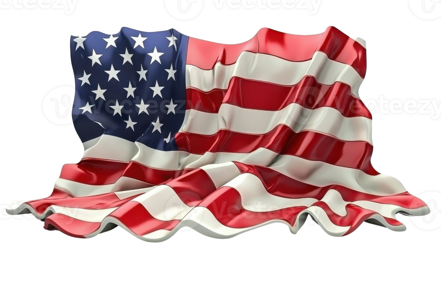 Crumpled American flag with stars and stripes. Symbol of patriotism, independence, and national pride. Perfect for patriotic designs and themes. png