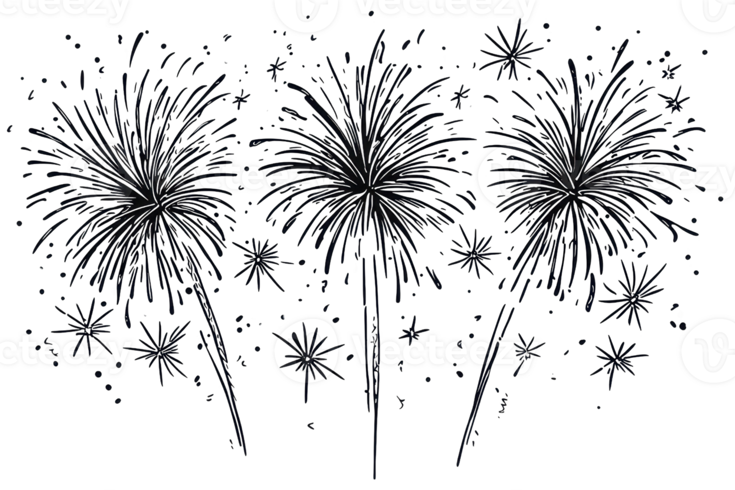 Colorful fireworks display in the night sky, celebrating an event with vibrant lights and explosive bursts creating a festive atmosphere. png