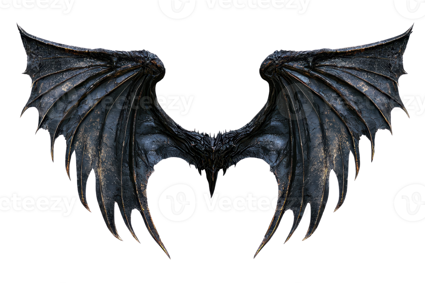 Dark, intricately detailed dragon wings, perfect for fantasy artwork, illustration, or game design. High resolution for versatile use. png
