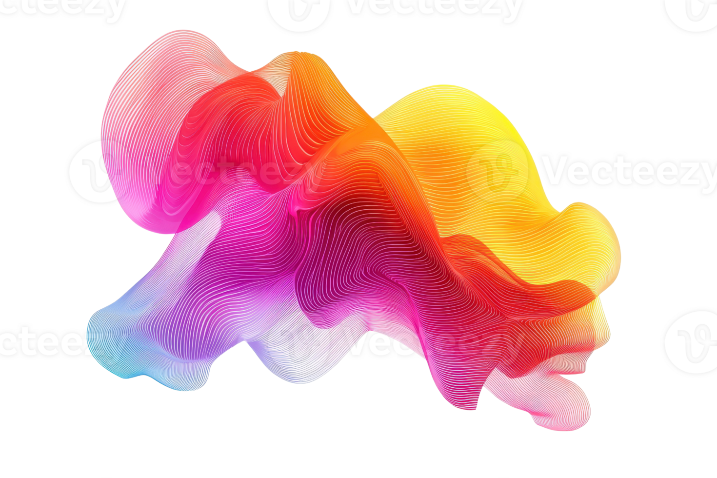 Abstract digital art featuring vibrant, multicolored flowing shapes with smooth gradients in a dynamic, modern composition. png