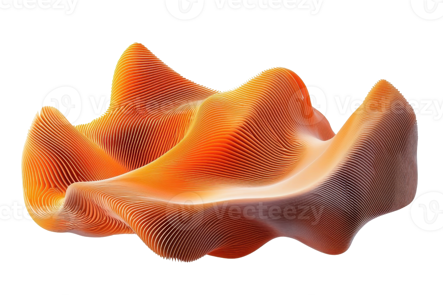 Abstract 3D shape with flowing lines and vibrant orange hues, perfect for modern art and design projects. png
