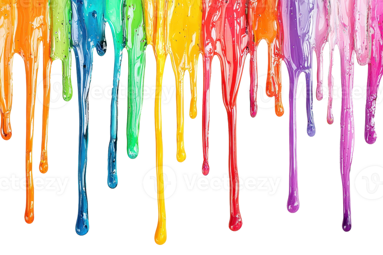 Vibrant drips of various colors creating a beautiful abstract pattern. Ideal for artistic, creative, and colorful design projects. png