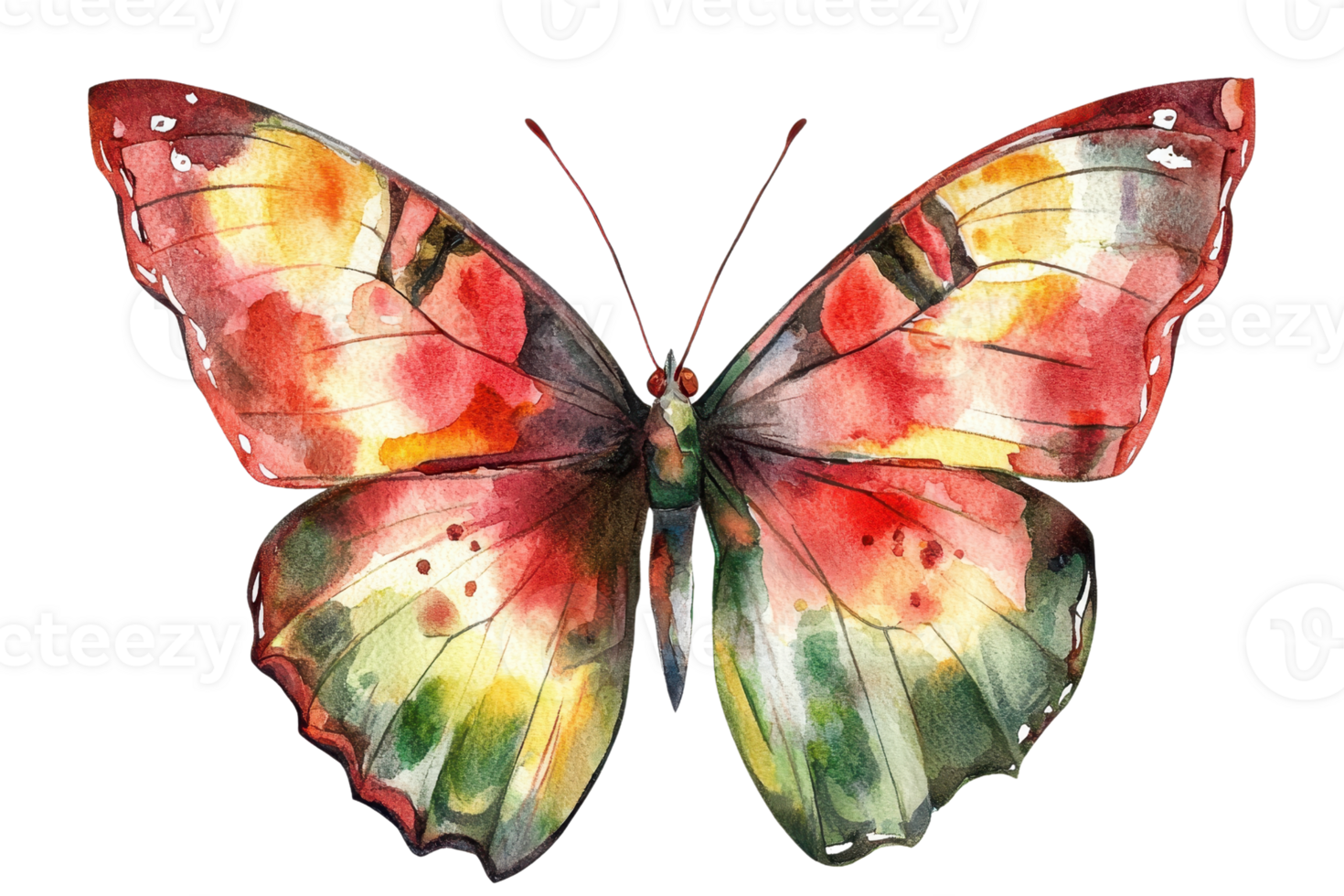 Beautiful watercolor butterfly painting with vibrant colors and delicate details, perfect for artistic and nature-themed designs. png