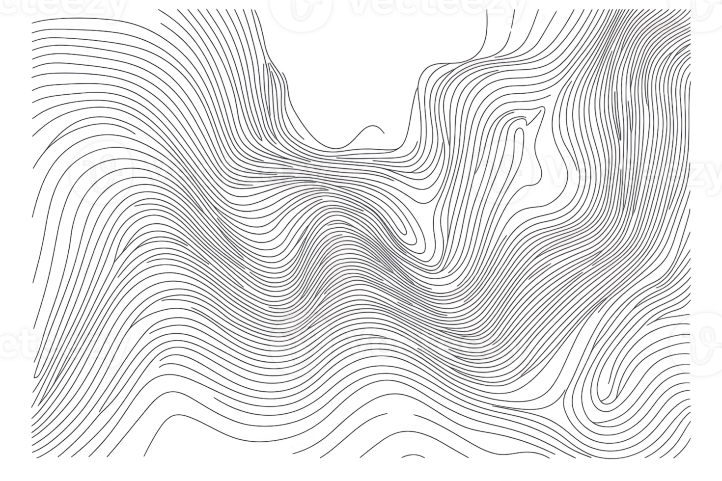 Abstract digital art with distorted wavy lines creating a mesmerizing texture in shades of black and gray. Perfect for modern design projects. png