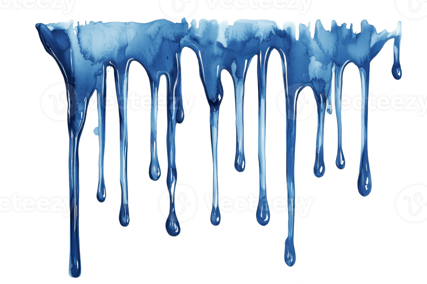 Abstract blue paint dripping down, creating a unique and artistic visual effect. Suitable for creative projects and artistic backgrounds. png