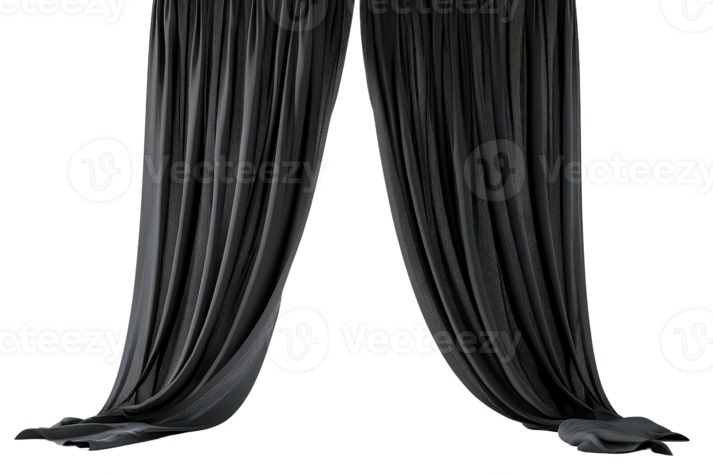 Elegant black theater curtain background, perfect for stage performance, drama or cinematic backdrop, enhancing formal events. png