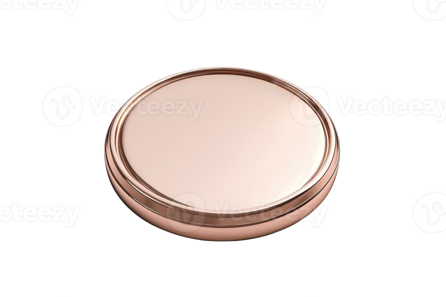 Elegant round rose gold compact mirror, perfect for makeup application and touch-ups, featuring a minimalist and sleek design. png
