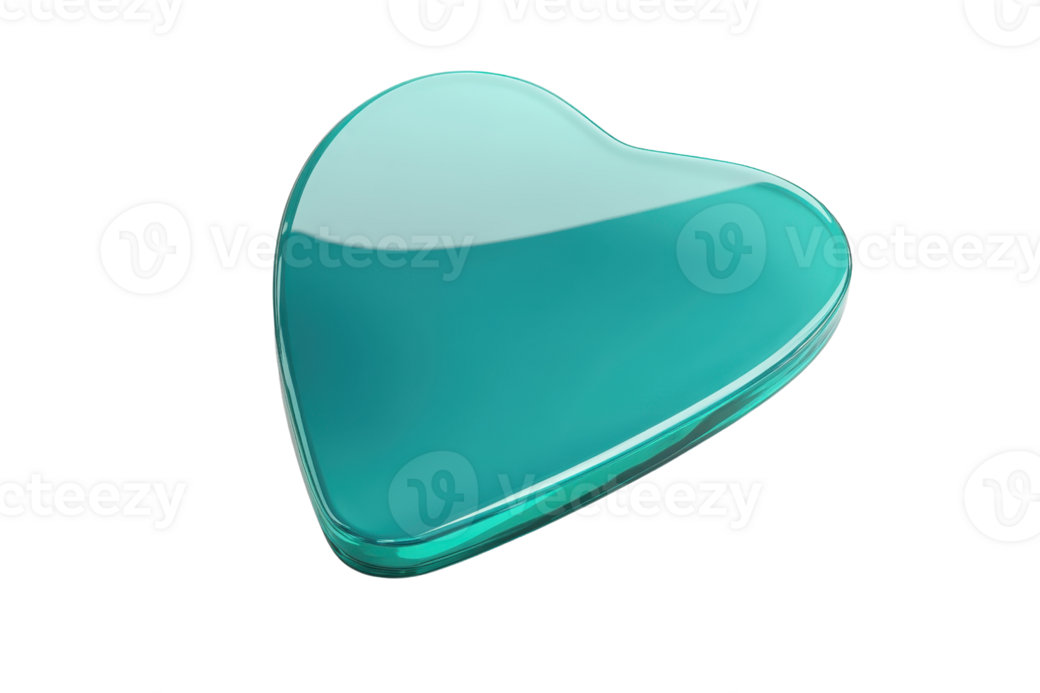 Glossy turquoise heart-shaped object isolated on a transparent background. perfect for Valentine's Day, love, and romantic themes. png