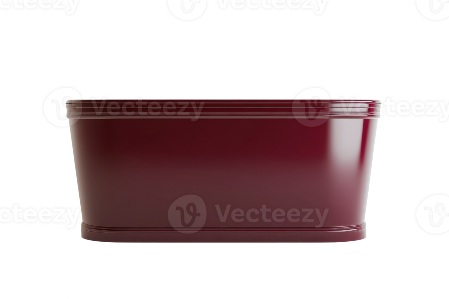 Glossy maroon rectangular container with smooth finish, ideal for storage and organization. Simple and elegant design for home or office use. png