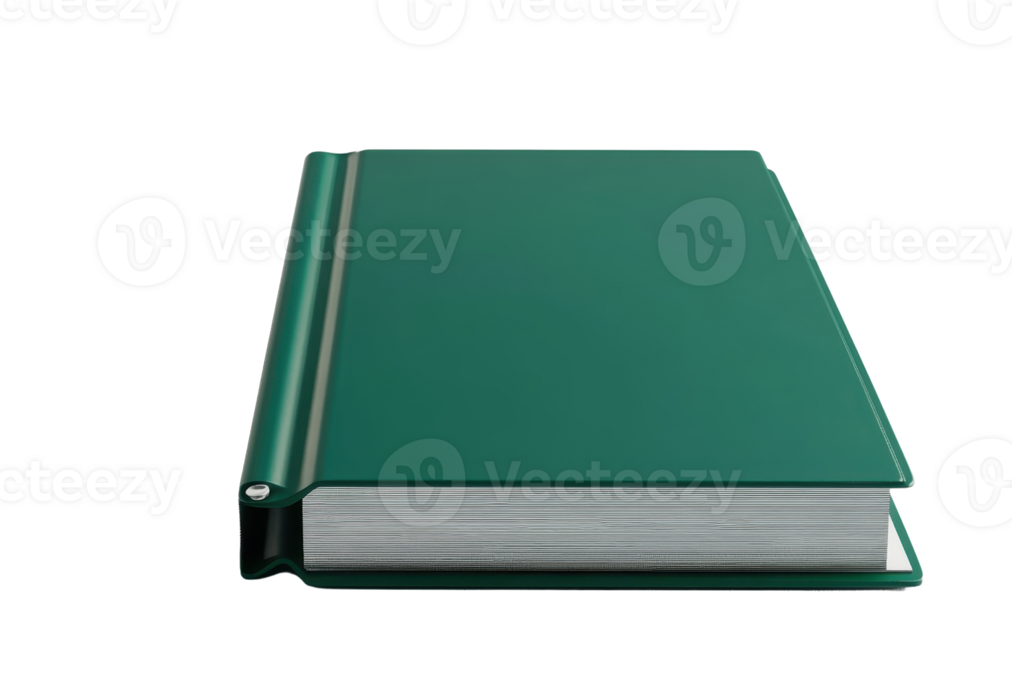 Green hardcover book isolated on a transparent background. Perfect for educational or business themed projects and designs. png