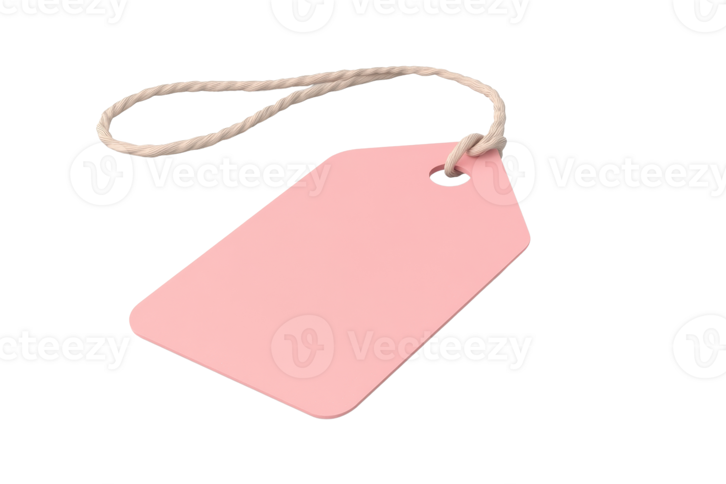 Pink blank tag with rope isolated on transparent background. perfect for labeling, pricing, or gifting in retail, craft, and organization projects. png