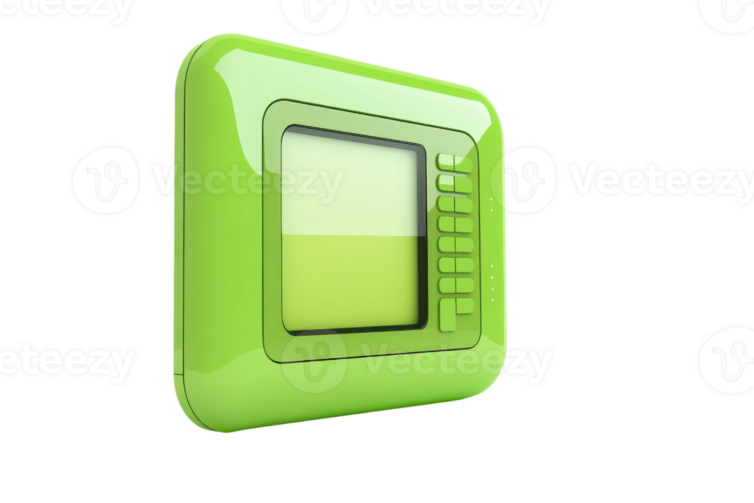 Green icon design representing a device or interface element characterized by a modern, glossy look, suitable for tech-related concepts. png