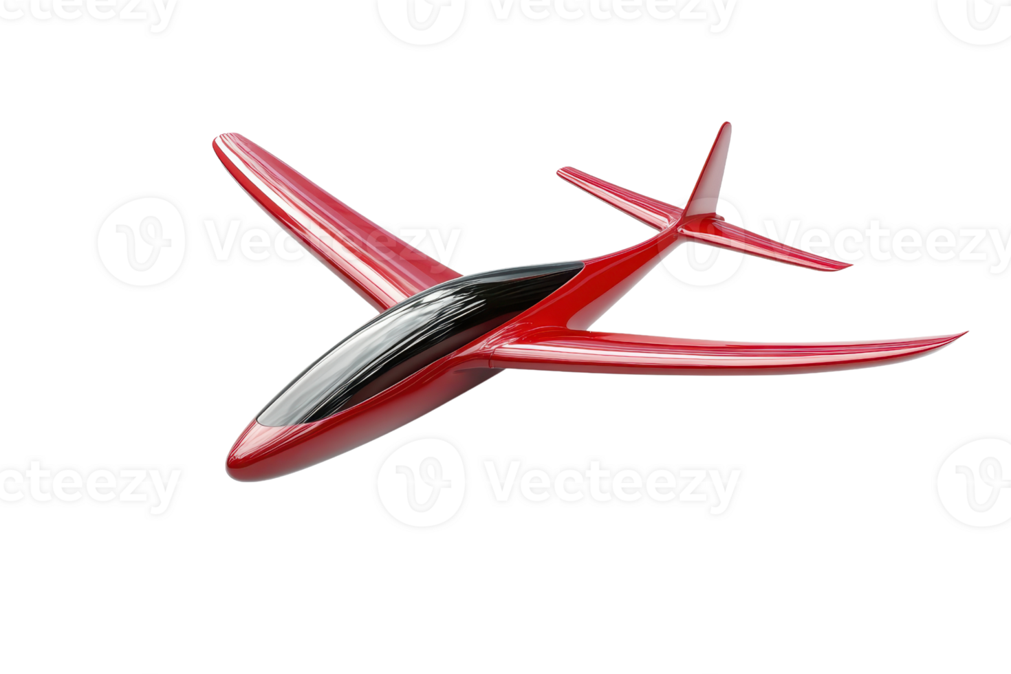 Red modern airplane with sleek design, isolated on transparent background. perfect for aviation and travel related projects. png