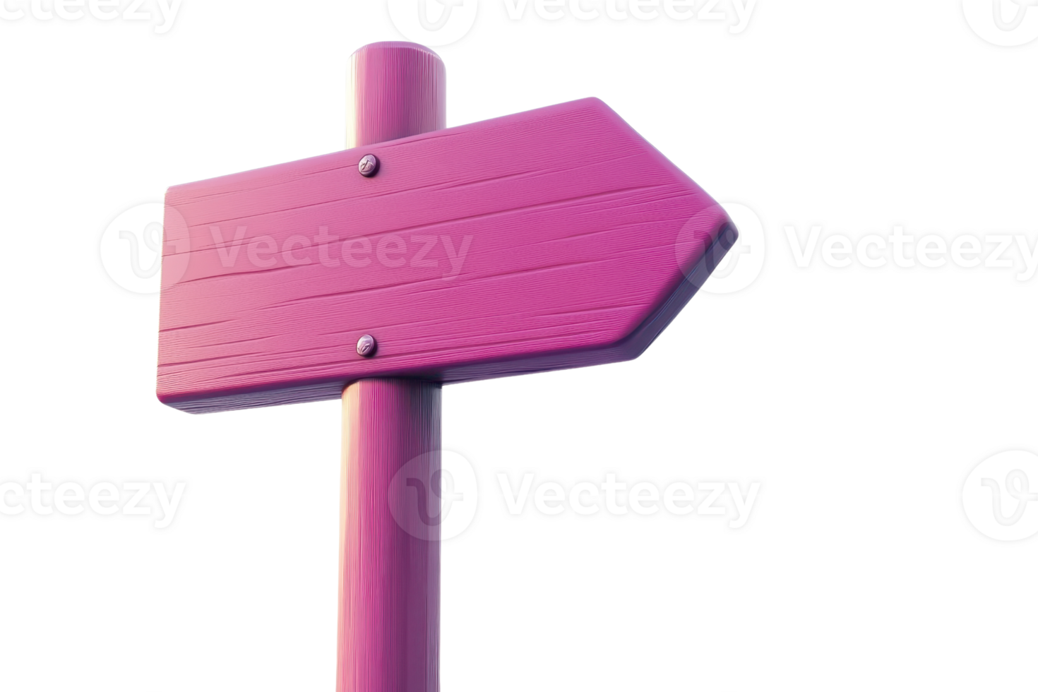 Pink wooden arrow signpost pointing right isolated on transparent background. Useful for navigation, direction, and signage concepts. png