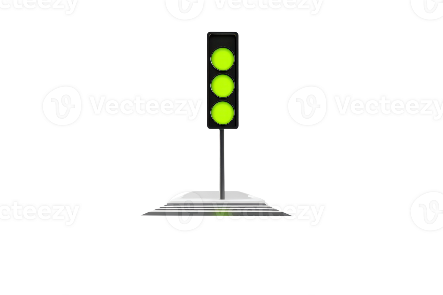 Green traffic light isolated on transparent background. symbolizing go, permission, and safety at intersections and crosswalks. png