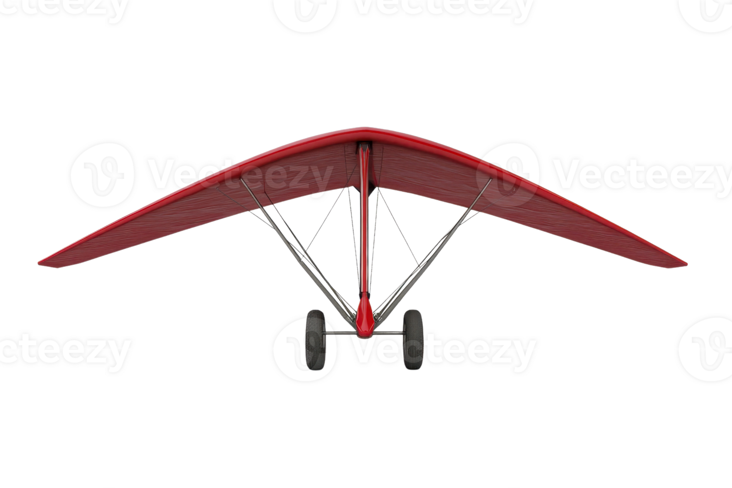 Red hang glider isolated on transparent background. Aerial adventure equipment for extreme sports and recreational flying. png